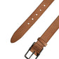 Men Brown Leather Classic Metal Buckle Belt