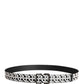 White Black Logo Leather Metal Buckle Belt