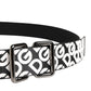 White Black Logo Leather Metal Buckle Belt