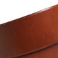 Men Brown Leather Wide Waist Metal Round Buckle Belt