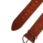 Men Brown Leather Wide Waist Metal Round Buckle Belt
