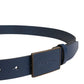 Blue Calf Leather Logo Metal Buckle Belt