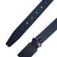 Blue Calf Leather Logo Metal Buckle Belt