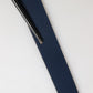 Men Blue Calf Leather Logo Metal Buckle Belt