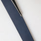 Men Blue Calf Leather Logo Metal Buckle Belt