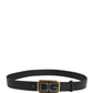 Men Black Leather DG Logo Metal Buckle Belt