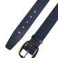 Men Blue Classic Leather Metal Buckle Belt