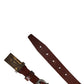 Men Brown Classic Leather Logo Buckle Belt