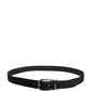 Men Black Viscose Silver Metal Buckle Belt