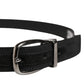Men Black Viscose Silver Metal Buckle Belt