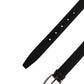 Men Black Viscose Silver Metal Buckle Belt