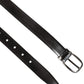 Men Black Leather Classic Metal Buckle Belt