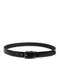 Men Black Leather Classic Metal Buckle Belt