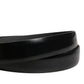 Men Black Leather Classic Metal Buckle Belt