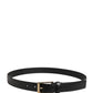 Men Black Classic Leather Metal Buckle Belt