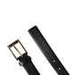 Men Black Classic Leather Metal Buckle Belt