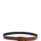 Men Brown Leather Classic Metal Buckle Belt