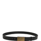Black Classic Calf Leather Metal Buckle Belt