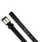 Men Black Leather Classic Metal Buckle Belt