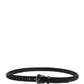 Men Black Calf Embellished Metal Buckle Belt