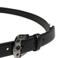 Men Black Calf Embellished Metal Buckle Belt