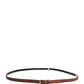 Men Brown Leather Classic Metal Buckle Belt