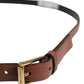 Men Brown Leather Classic Metal Buckle Belt