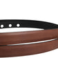 Men Brown Leather Classic Metal Buckle Belt