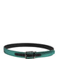 Men Green Lurex Polyester Metal Buckle Belt