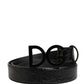 Men Black Exotic Leather Logo Buckle Belt
