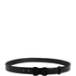 Men Black Exotic Leather Logo Buckle Belt