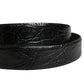 Men Black Exotic Leather Logo Buckle Belt