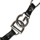 Black Leather Silver Chain Bag Accessory Shoulder Strap