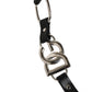 Black Leather Silver Chain Bag Accessory Shoulder Strap