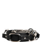 Black Leather Silver Chain Bag Accessory Shoulder Strap