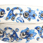 White Blue Floral Leather Stud Accessory Shoulder Strap