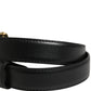 Black Leather DG Logo Embellished Buckle Belt