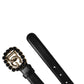 Black Leather DG Logo Embellished Buckle Belt