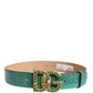 Green Leather DG Logo Embellished Buckle Belt