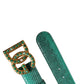 Green Leather DG Logo Embellished Buckle Belt