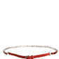 Red Velvet Crystals Chain Embellished Belt