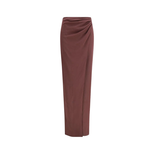 Brown Silk Midi Skirt