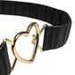 Black Leather Gold Heart Metal Buckle Belt