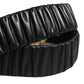 Black Leather Gold Heart Metal Buckle Belt