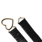 Black Leather Gold Heart Metal Buckle Belt