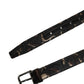 Multicolor Jacquard Silver Metal Buckle Belt