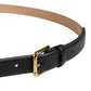Black Classic Leather Gold Metal Buckle Belt