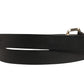 Black Leather Slim Gold Tone Buckle Waist Men Belt