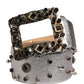 Silver Leather Crystal Metal Buckle Belt
