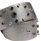 Silver Leather Crystal Metal Buckle Belt